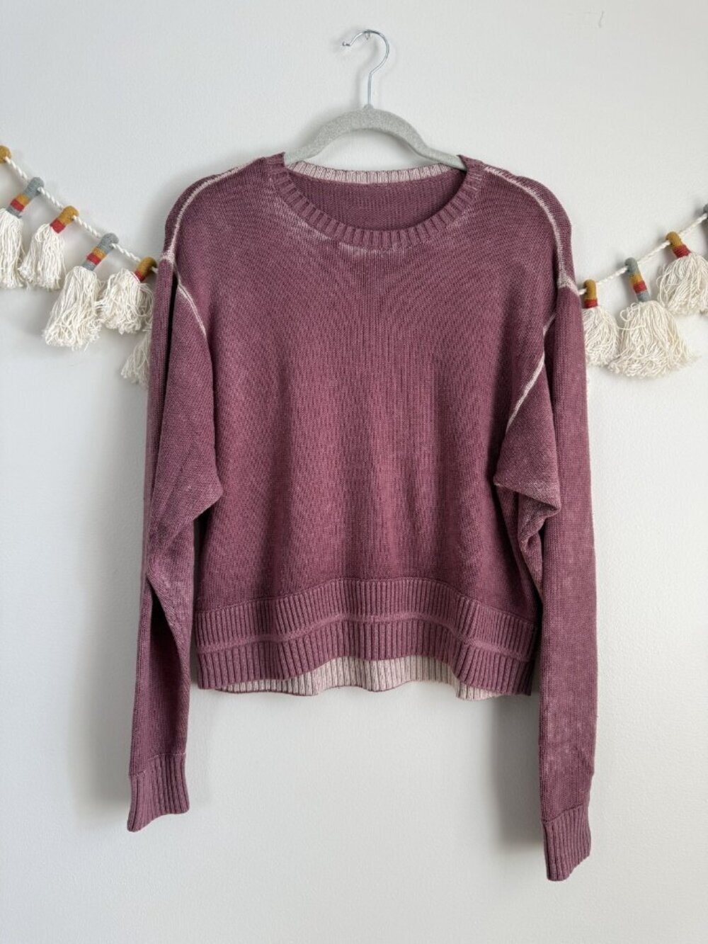 Lululemon Hazy Day Plum Pink Cashmere Cashlu Blend Knit Sweater Relaxed Outdoor